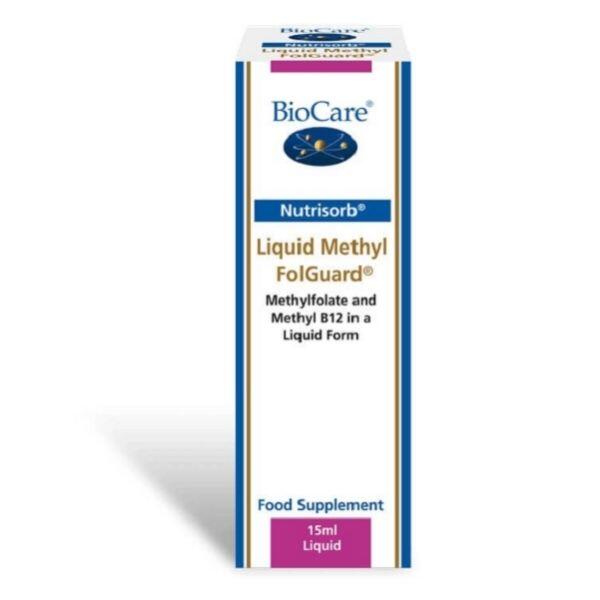 BioCare - Folguard, Tekutý vitamín B12 metylkobalamín + metylfolát (vitamín B9) kvapky, 15 ml