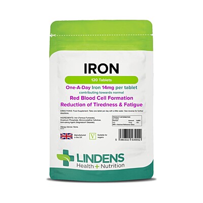 LINDENS Health + Nutrition Železo 14 mg, 120 tabliet