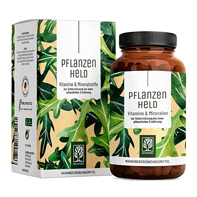 Naturtreu Rostlinný hrdina - Vitamíny a minerály pro vegany, 120 kapslí