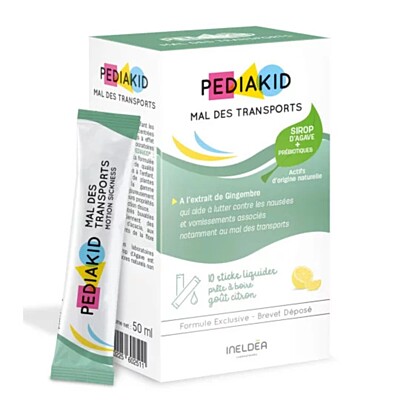 Pediakid Ľahké cestovanie – prírodý sirup pre deti na žalúdok (citrónová príchuť), 10 x 5 ml vrecúšok