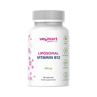Vegmart Lipozomální Vitamín B12 (methylkobalamin) 550 µg, 60 kapslí