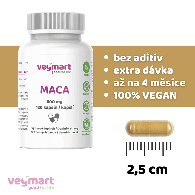Vegmart Maca 600 mg, 120 kapslí 3