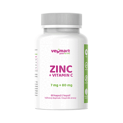 Vegmart Vitamín C 80 mg a Zinok bisglycinát 35 mg, 60 kapsúl